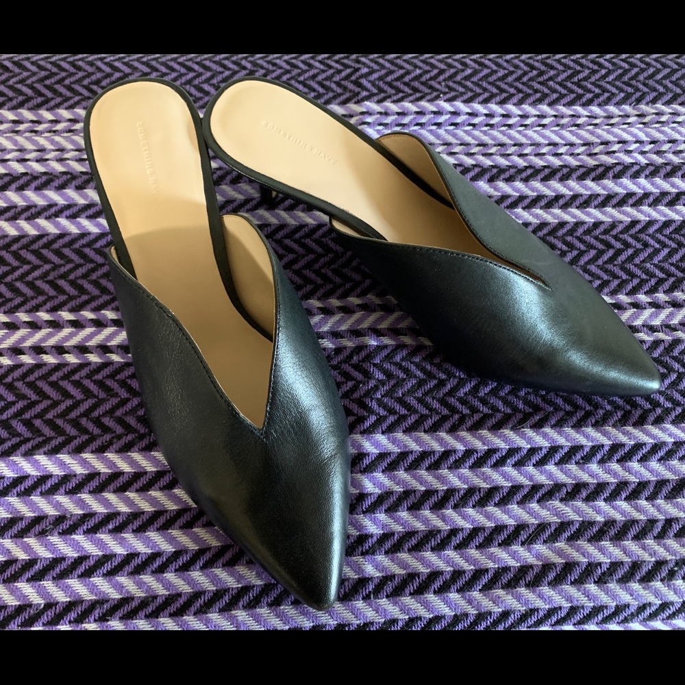 Something Navy Kitten Heel Slides
